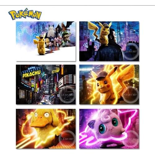 Pokmon Detective Pikachu Movie Art Poster Mural Kids Bedroom Home Living Room Decor Cudros Childern Gift