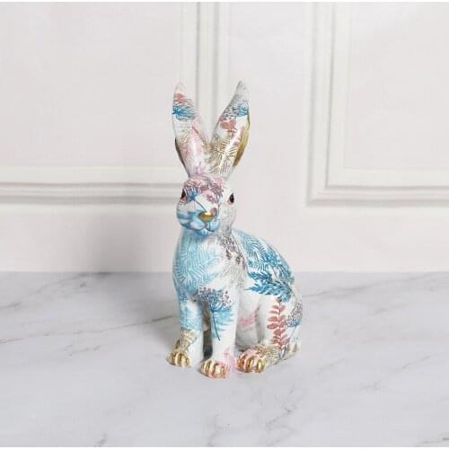 Resin Rabbit Figurine Rabbit Statue Collectible Craft Sculpture Desktop Ornament