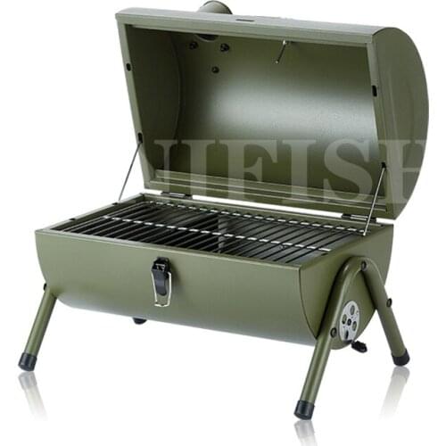 Portable outdoor barbecue grill household indoor charcoal full set of tools small outdoor barbecue skewers thickened carbon gril