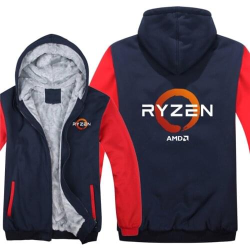 CPU AMD RYZEN Hoodies Fashion Jacket Winter Men Thick RYZEN Sweatshirts Coat