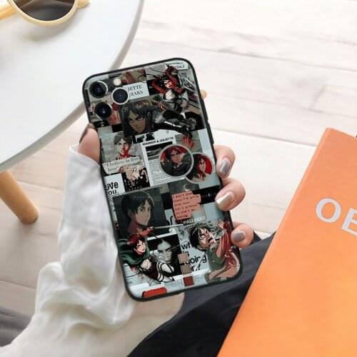 Eren Jaeger Attack on Titan anime silicone Phone Case FOR iPhone Se 6 6s 7 8 Plus X Xr Xs 11 12 Mini Pro Max Glass Cover Shell