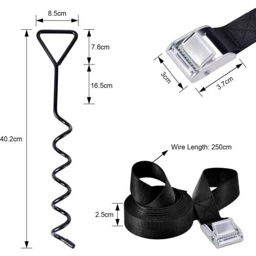 Strong Steel Buckles Trampoline Anchor Kit Spiral Ground Anchors