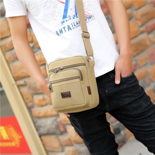 Mens Shoulder Bags Crossbody 2021 New Bag Durable canvas For Men Solid Color Satchels Fashion Leisure Sling Zipper Handbags