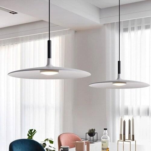 LED Chandelier Bar Counter Restaurant Dining Table Lighting Designer Nordic UFO Chandelier Black White Modern
