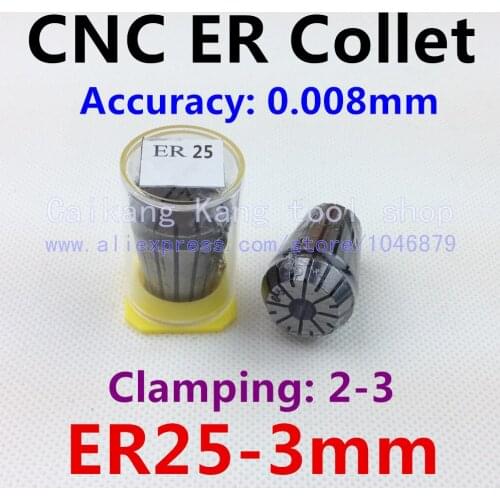 Precision 0.008mm, CNC collet, collet clamping tool holder, collet flexible, high precision collet, ER25-3MM