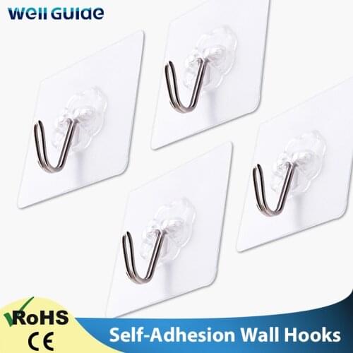 Universal Hook Home Kitchen Wall Rack Strong Adhesive Wall Hook Adhesive Hook is Strong And Transparent Punch-Free