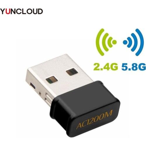 USB Mini 1200Mbps Wifi Adapter Dual Band Network Card 5GHz 2.4Ghz 802.11AC Wifi Antenna Dongle AC Adapter For Laptop Desktop