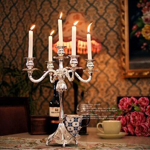 Vintage zinc alloy metal centerpiece candelabra candlesticks sticking candle holder metalcrafts for home wedding party bar decor