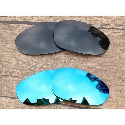 Vonxyz 2 Pairs Stealth Black & Ice Mirror Polycarbonate Replacement Lenses for-Oakley Juliet Frame