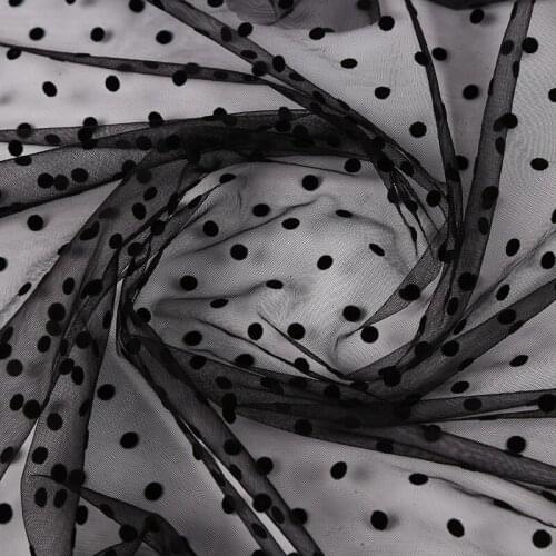0.5yds/Pc Black Sewing Fabric Tutu Dot Point Mesh Fabric Flocked Mesh Fabric Tulle Skirt Mesh Fabric For Woman Blouse And Dress