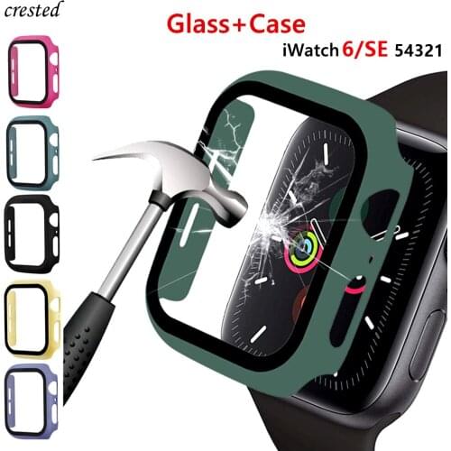 Tempered Glass+Case For Apple Watch 5 4 44mm 40mm iWatch 3 2 1 42mm 38mm Screen Protector+Cover Bumper Apple Watch Accessories