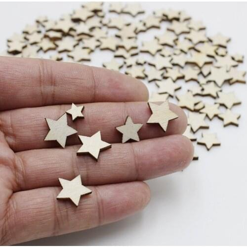 100/200Pcs DIY Size mixing Pentagram wood chips decorative for Crafts Scrapbooking Supplies Decorating Ornaments Decorations