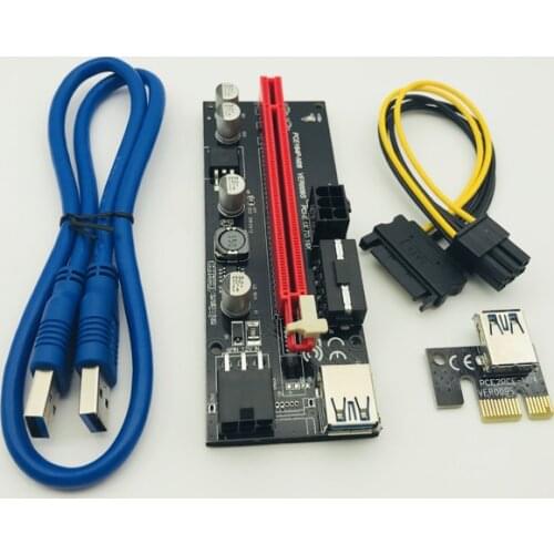 100PCS 009S PCI-E Express 1X to 16x Extender Riser Card USB 3.0 SATA 15pin Male to 6pin Power Cable for BTC Bitcoin Miner Mining