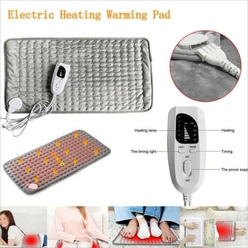 120W 6 Level Electric Heating Pad Timer For Shoulder Neck Back Spine Leg Pain Relief Winter Warmer 75x40cm 60x30cm EU