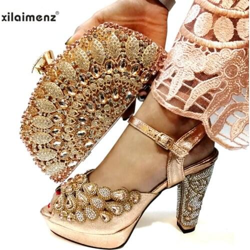 2019 Shoes and Bag Sets Peach Color Italian Shoes with Matching Bags High Quality Women Shoes and Bag To Match for Party