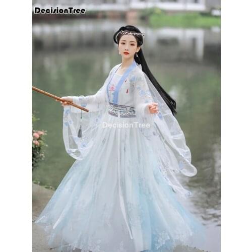 2021 chinese traditional clothing hanfu festival streetwear dress floral printed elegant folk dance costume top skirt set