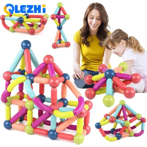 25-128Pcs Big Size Magnetic Stick Building Blocks game magnets children Set Kids Magnets for children Magnetic Toy Bricks