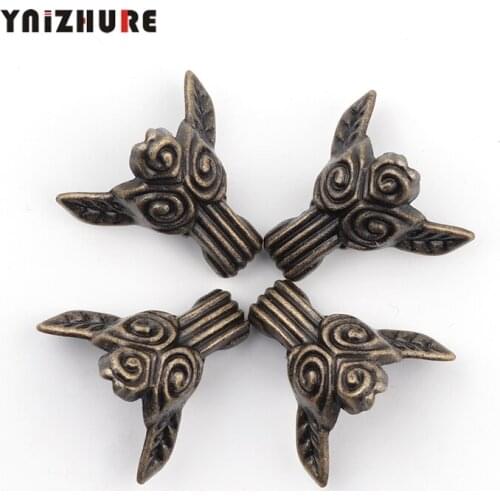 31*32mm 8Pcs Zinc Alloy Beast Foot,Decoration Legs,Rose Flower Leg,Vintage Wooden Box,Cabinet Corner,Bronze Tone