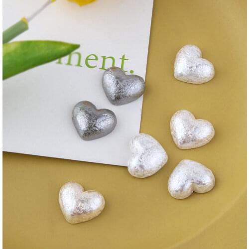 New style 40pcs/lot Wrinkled frosted imitation cotton resin hearts shape beads diy jewelry earring/garment accessory