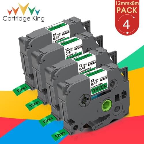 4pk 12mm TZ Laminated Label for Brother TZ TZ-731 Label Tape Black on Green Cartridge Ribbon Compatible for Brother Label Maker