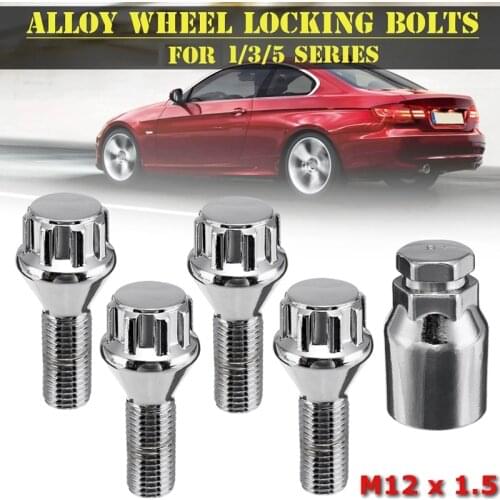 5Pcs M12 x 1.5 4+1 Aluminum Wheel Lock Bolt Tire Anti-Theft Screws Nut For-BMW E30 E36 E46 E81 E82 E87 E88 E90 2003-2013