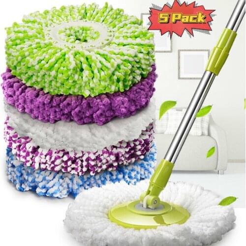 5 Pcs Colorful Spin Mop Replacement Head for Wash Floor Round Squeeze Rag Cleaning Tools Household Microfiber Replacement Head
