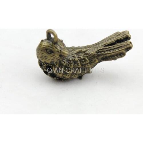 50pcs 30*11mm 3D standing bird magpie antique bronze zinc alloy pendents charm drops DIY Jewelry Making handicraft
