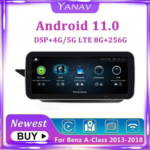 Android 11 Stereo Wireless Car Radio For Mercedes-Benz A-Class W176 2013-2018 Stereo Receiver GPS Navigation Multimedia 8G+256G