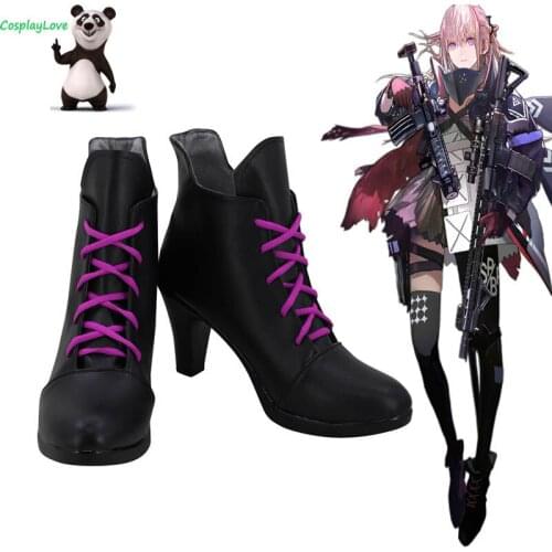 CosplayLove Girls Frontline AR15 Black Shoes Cosplay Long Boots Leather Custom Hand Made
