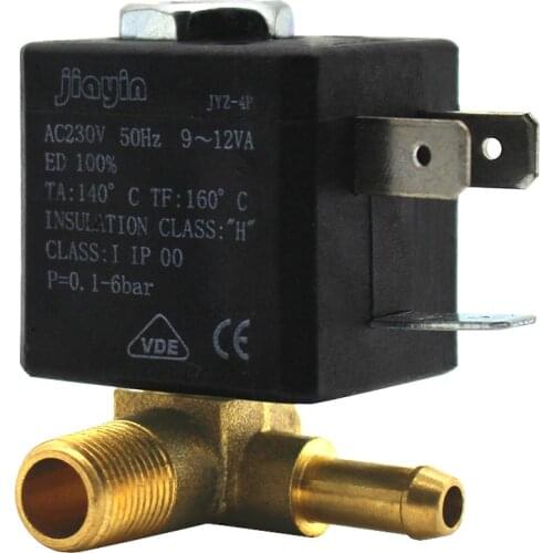 Jiayin JYZ-4P Normally Closed 3mm N/C 2/2 Way AC 230V G1/8" 6Bar Brass Steam Air Generator Water Solenoid Valve Coffee Makers