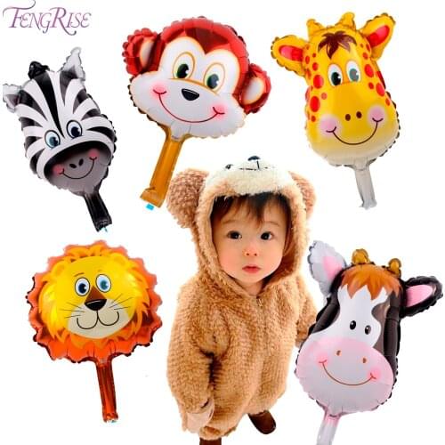 FENGRISE 6pcs/lot Jungle Animal Shaped Balloons Lion Helium Balloon Birthday Party Decorations Kids Baby Shower Boy Party Decor