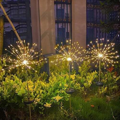 120 LED Solar Powered Hanging Starburst Firework Christmas Fairy String Light Foldable Garland Outdoor Decorations
