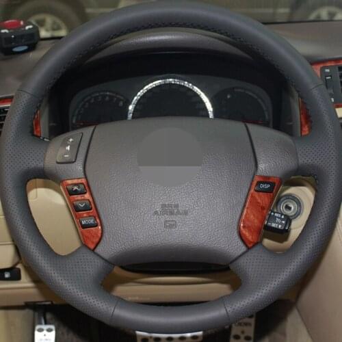 DIY Black Non-slip Wear-resistant Hige Soft Faux Leather Hand-stitched Car Steering Wheel Cover for Toyota Crown 2006-2009