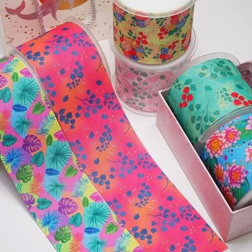 DIY Cartoon Plant And Flower Printed Grosgrain Ribbon For Craft Supplies Sewing Accessories 5 Yards. 51978