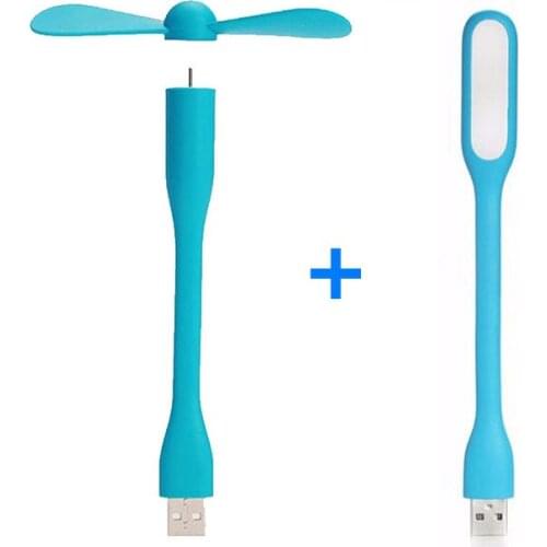 Creative USB Fan Flexible Portable Mini Fan And USB LED Light Lamp For Power Bank & Notebook & Computer Summer Gadget