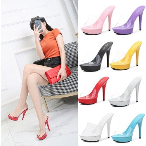 Summer Slippers Women Shoes High Heel 13CM Platform Sandals Fashion Transparent Slipper Female Shoes Ladies Wedges Beach Sandals