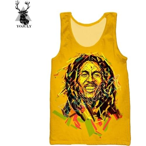 YOJULY Summer Unisex sleeveless shirts Bob Marley 3D Print Harajuku Vest Women Casual Hip hop Funny Tank Tops Men Streetwear V25