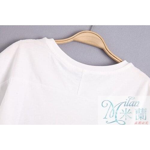 Summer sexy shoulder-length loose half sleeve T-shirt women summer size watch machine short sleeve