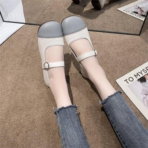 Summer New Womens Loafers Mary Jane Loli Shoes Square Head Shallow Mouth Temperament Lolita Flat Anime Cosplay Sweet Cute Girls