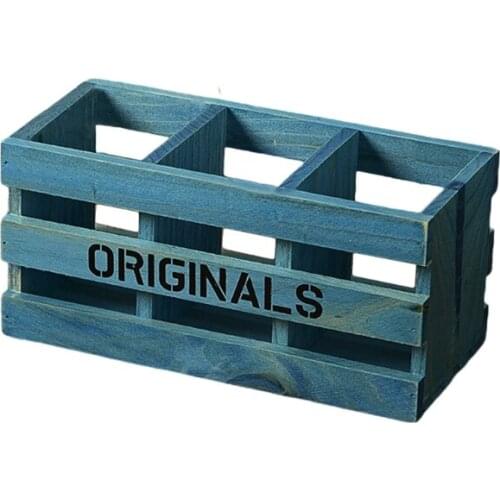 Multifunctional Wood Desk Pen Holder Table Management Organizer Holder 3-grids Stationery Holder Box Desktop Organizer