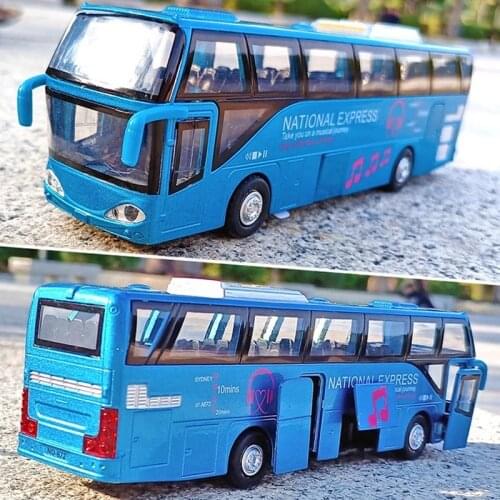 1:32 Sightseeing Tourist Double Bus Car Diecast Sound And Light Model Alloy Vehicle Simulation Collection Gifts Toys for boys