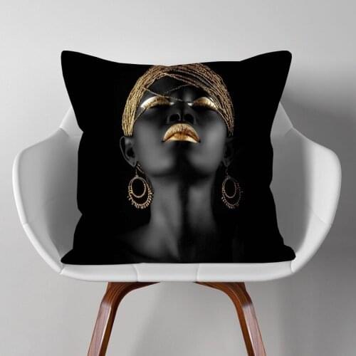 Fashion Africa Queen Black Beauty Cushion Covers Pretty African Girl Home Decorative Art Pillow Case