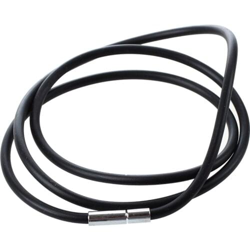 25.5 Inch 3MM Rubber Neck Cord Necklace with Stainless Steel Closure - Black