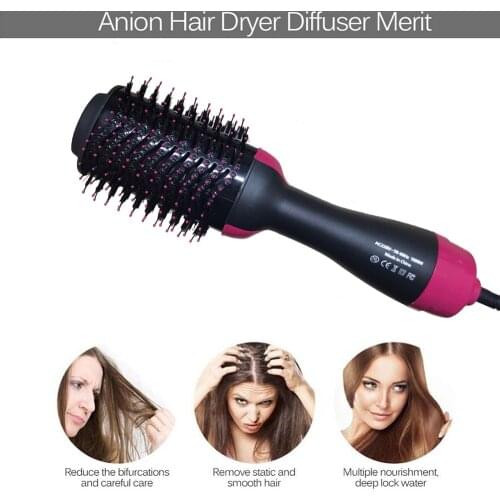 2 in1 Hair Dryer Brush Hot Air Brush Multifunctional Straighten curly hair Negative Ions Hair Blow Dryer Straightener Brush