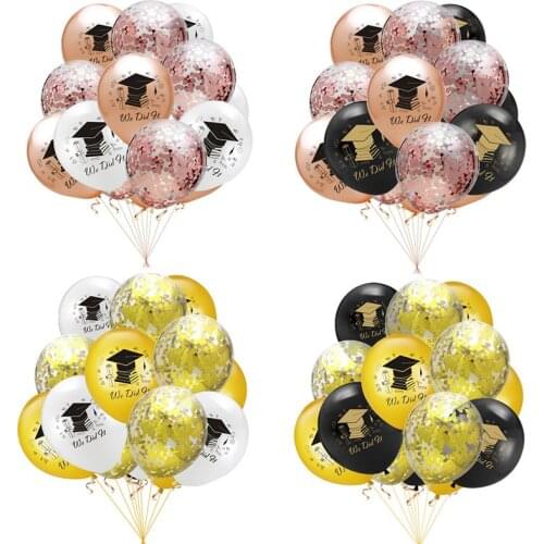 10pcs Graduation Decorations Latex Balloons 2021 Congratulation Graduate Party Birthday Confetti Ballons Bachelor Cap Balloon