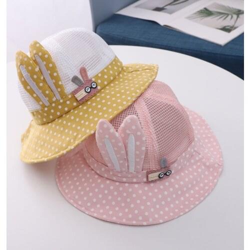 Lovely Baby Hat Cartoon Rabbit Ears Baby Girl Boy Hat Breathable Mesh Cap Summer Beach Sun Hat Infant Bonnet