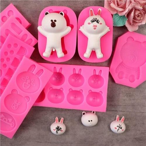 3D DIY Kitchen Chocolate Cake Mold Candy Decoration Tools Cake DecoratingTools Baking Mold Liquid Silicone Bear Mold A1476