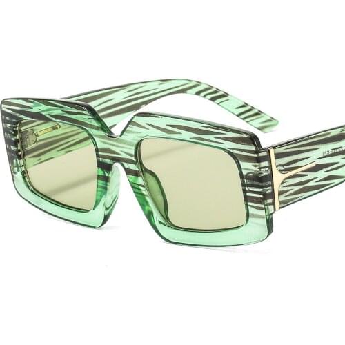 New Oversized Square Sunglasses Vintage Women Men Green Orange Stripe Glasses Big Shades Retro Male Female Oculos Gafas UV400