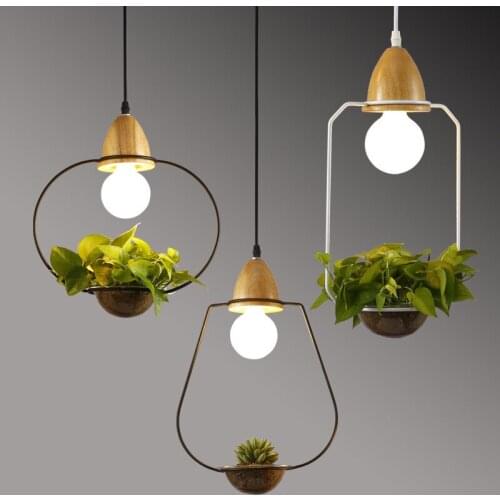 Modern simple American Rural restaurant chandelier coffee shop clothing shop iron plant flower decoration Chandelier