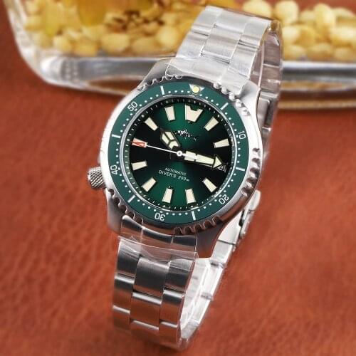 HEIMDALLR 316 Steel Mens Diver Watch 41mm Black Dial Sapphire Glass 200M Waterproof NH36A Automatic Movement Mechanical Watch